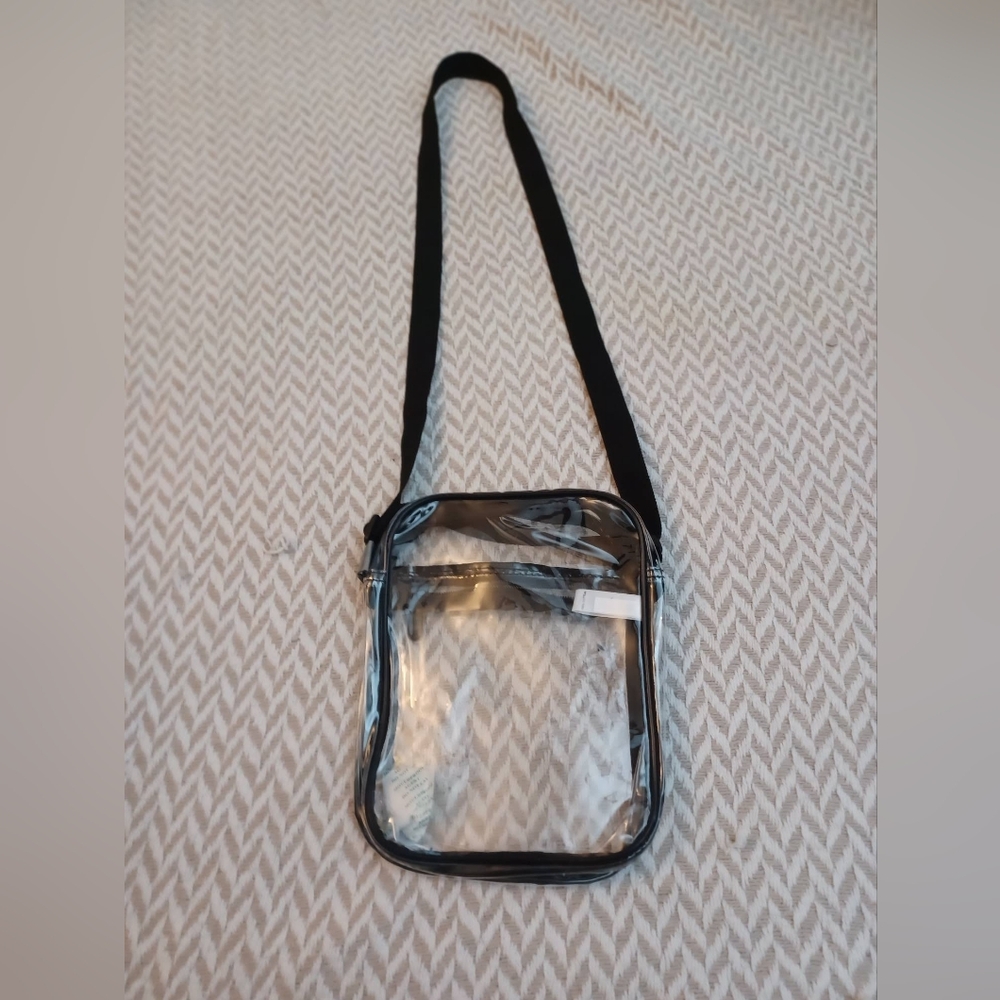 Clear Crossbody Shoulder Bag Black Trim New - Picture 2 of 4